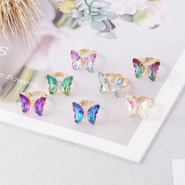 Fashion Design Gorgeous Butterfly Ring Sweet Transparent Crystal Adjustable Rings For Women Party Jewelry