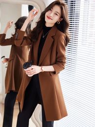 Two Piece Dress Women's Solid Casual Long Windbreaker Female Skirt Suit Coffee Sleeve Commuter Style Office Ladies Work Wear Clothing