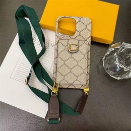 Luxury IPhone 15 Promax Designer Phone Case Card Bag Anti Fall Lanyard IPhone15 Plus Pro G Phonecover