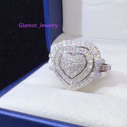 Heart ring studded with diamonds and starsCustom Heart Ring Women Fine Jewellery Sterling Silver S925 Vvs Moissanite Diamond Ring