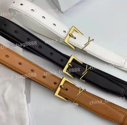 Luxury Designer Belt for Women Genuine Leather Cowhide Width 3cm Men Designers Belts Bronze Buckle Silver Brown Womens Waistband Cintura With Box