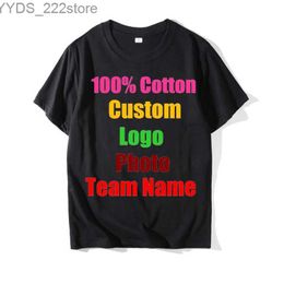 Men's T-Shirts 2023 Unisex Custom Printing Personalized Men's Harajuku Solid Color Text Photos Clothing Ads Pure Cotton T-shirt YQ231106