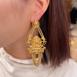 Dangle Earrings Ethiopia Gold Color Big Earring Dubai Luxury Pendant Stud With Tassel For Women Banquet Wedding Jewellery Gifts