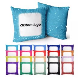 Christmas DIY Deco Tie Dye Polyester Pillow Cover Custom Logo Sublimation Faux Bleached Blank Pillow Case