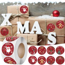 Gift Wrap 500pcs/roll Merry Christmas Stickers 1 Inch Round Tags Adhesive Decorative Holiday Seals Sticker For Bag Boxes