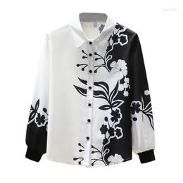 Women's Blouses Drop Spring Summer Fall Runway Floral Print Collar Long Sleeve Womens Ladies Party Casual OL Work Top Shirt Blouse