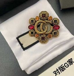 Pins Brooches Designer Letters Brooch Fashion Famous Letter Ruby Crystal Pearl Luxury Couples Individuality Rhinestone Suit Pin Jewellery Accessories Q231107