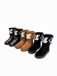 New Arrivals High Quality Thick sole Fur Flat Snow Boots Woman Winter Shoes Leather Faux Suede short boots Platform Ankle Boots Thick Sole Sexy Fashion