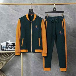 2024 Men Sportswear Set Brand Mens Tracksuit Sporting Fitness Clothing Two Pieces Long Sleeve Jacket + Pants Casual Men's Track Suit M-XXXL
