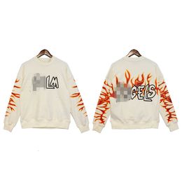 Palm Chaopai Angel Flame Letter Cut Old Round Neck Long Sleeve Sweater Men's and Women's High Street Coat