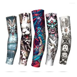 Fingerless Gloves Tattoo Sleeves Flower Arm Guards Outdoor Driving And Riding Sun Protection Cover Silk Men Women Summer Sleeve
