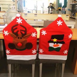 Christmas Decorations 1 Pcs Chair Sets Snowman Santa Claus Elk Dinner Xmas Cap Home Room Indoor Decaor 5ZHH100