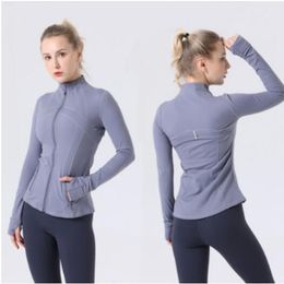 new womens yoga long sleeves jacket solid color nude sports shaping waist tight fitness loose jogging sportswear fitness jacket sport jacket1ENM