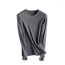 Men's T Shirts Winter Mulberry Silk Men Plush Bottomed T-shirt Round Neck Thicken Warm Heating Solid Colour Knitwear Tops