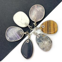 Charms Natural Stone Pendant Necklace Irregular Shape Tiger Eye Jewellery Multicolor Hemming DIY Handmade Accessories