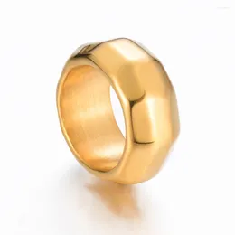 Cluster Rings Hiphop Gold Colour Geometric Stainless Steel Hex Nut Ring Metal Simple Jewellery Bijoux Femme Men