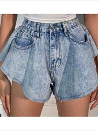 Women's Shorts Summer Loose Large Denim Shorts Sexy Hakama Fashion Real All match Shorts Flower Bud Women's Shorts Youth 230406