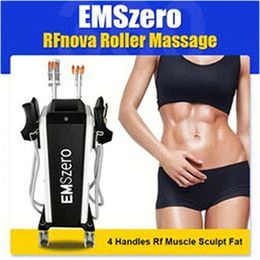 EMSZERO Roller Massage 7-in-1 Fat Reducer 14 Tesla 4 Handle 2 Roller EMS RF Slimming Machine and Hand Roller CE Certificate