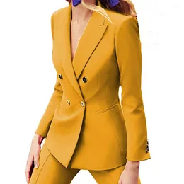 Women's Two Piece Pants 2 Pieces Set Women Suit Business Office Work Notch Lapel Lady Suits Wedding Tuxedos Party (Blazer Pant)