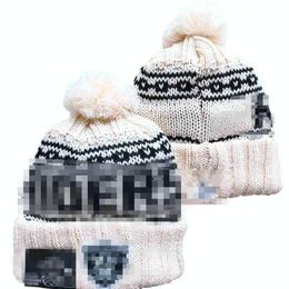 Men Knitted Cuffed Pom Oakland Beanies LAS VEGAS Bobble Hats Sport Knit Hat Striped Sideline Wool Warm BasEball Beanies Cap For Women A5