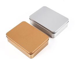 Popular Tin Box Empty Silver gold Metal Storage Case Organiser Stash 15*11*4cm For Money Coin Candy Keys U Disc headphones