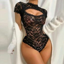 Women's Swimwear Women Fashion Print Mesh Lingerie Lace 1 Pieces Bodysuit Set Sexy Underwear For