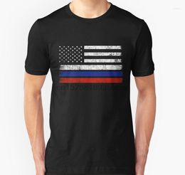 Men's T Shirts Men Short Sleeve Tshirt Russian American Flag USA Russia Shirt Women T-shirt