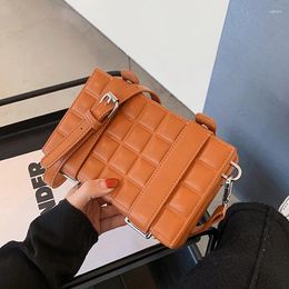 Evening Bags High Quality PU Leather Crossbody Bag Fashion Box Solid Small Square Double Belt Chocolate Block Shoulder