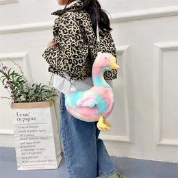 lady Evening Bags Autumn Winter New Korean Edition Ins Funny Personalized Fun Plush Duck Doll Soft Girl Student Crossbody Bag