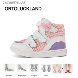 Sneakers Ortoluckland Girls Sneakers Spring Childen Ankle Rubber Boots Kids Mesh Orthopedic Running Shoes For Toddler's Flatfeet 2 to 12YL231106