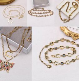 7color Gold Luxury Designer Letter Pendant Necklaces 18K Gold Plated turquoise Flower Sweater Necklace for Women Wedding Party Jewellery Accessories