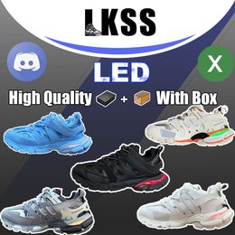 LKSS Track LED Tracks 3.0 Sneakers da donna Scarpe con plateau Scarpe da ginnastica da uomo Felpa con cappuccio di lusso Tess.s. Pelle gommata all blacks bianca Nylon Stampato