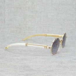 Luxury designer summer sunglasses Natural Wood Men Round Black White Buffalo Horn Clear Glasses Metal Frame Oculos Wooden Shades for Summer Accessories