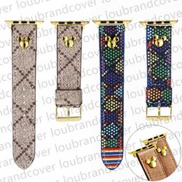 Designer Smart Straps for apple watch band Gold Watch Band Links 49mm 44mm 45mm 38mm iwatch series 8 9 4 5 6 7 Strap Leather Rivet Bracelet Cute Cartoon Character Print