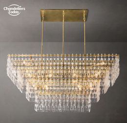 Marignan Rectangular LED Chandeliers Modern Crystal LED Pendant Light Fixture for Dining Room Living Room Farmhouse Hanging Lamps