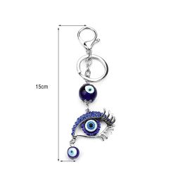 Keychains Lanyards L Evil Eye Metal Charm Key Chain Tassel Pendant Holder Car Rings Blue Beads For Men Women Jewelrypeacock Drop Deliv Amqoi