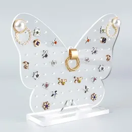 Jewelry Pouches Oaoleer Butterfly Earring Display Holder Rack Transparent Acrylic Showcase Organizer Stand Ear Stud Shelf Storag