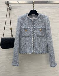 Cel Women's brand jacket 2023 New Women Autumn Winter Fashion Jacket logo top-grade Metal buckle Tweed jacket Casual Spring coat Cardigan birthday Mother's Day Gift