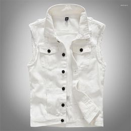 Giacche da uomo Primavera ed estate Moda Gilet casual da uomo Versione coreana di Locomotiva Slim White Large Size Denim Commercio estero