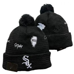 White Sox Beanies Chicago Bobble Hats Baseball Ball Caps 2023-24 Fashion Designer Bucket Hat Chunky Knit Faux Pom Beanie Christmas Sport Knit hat a2