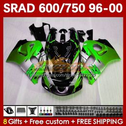 Motorcycle Fairings For SUZUKI SRAD GSXR 750 600 CC 600CC 96 97 98 99 00 168No.77 GSX-R750 GSXR600 1996 1997 1998 1999 2000 GSXR750 GSXR-600 750CC 96-00 Body silvery green