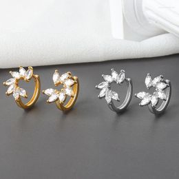 Hoop Earrings Clear Zircor For Women Punk Statement Flower Ear Jewellery Simle Friend Earring Vintage Wedding Party Bijoux