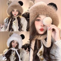 Berets Winter Furry Ears Hat For Girls Bear Gifts Y2K Adults Kids
