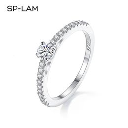 Solitaire Ring Real 925 Sterling Silver Small Moissnaite Ring For Women Simple Sparkling Round 0.3CT Certificated Lab Diamond Finger Rings 230404