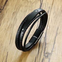 Bangle 2023 Fashion Stainless Steel Trendy Men's Accessories Curved Simple Style Brand Leather Charm Bracelet Customized For Men