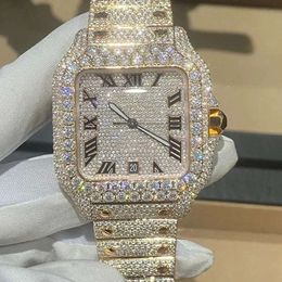 Uomini personalizzati Donne di fascia alta Luxury Bling Orologio Diamond Full Diamond VVS Moissanite Hip Hop a ghiaccio Orologi meccanici in acciaio inossidabile