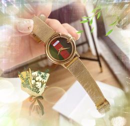 High quality Top model Fashion Lady Watches Casual bee small dial skeleton women wristwatch rose gold stainles steel mesh belt Clock Luxury female Watch Gifts