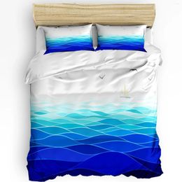 Bedding Sets Blue Ocean Boat Sea Set 3pcs Boys Girls Duvet Cover Pillowcase Kids Adult Quilt Double Bed Home Textile