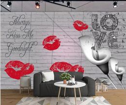 Wallpapers Custom Mural 3d Po Wallpaper Red Lips Calla Flower Black And White Wall Home Decor For Living Room Modern House