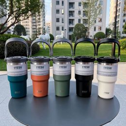 Tyeso Coffee Cup Water Bottles Double-Layer Thermal Insulation and Cold Storage Ice Large Capacity Stainless Steel Double-Drink Car Cup